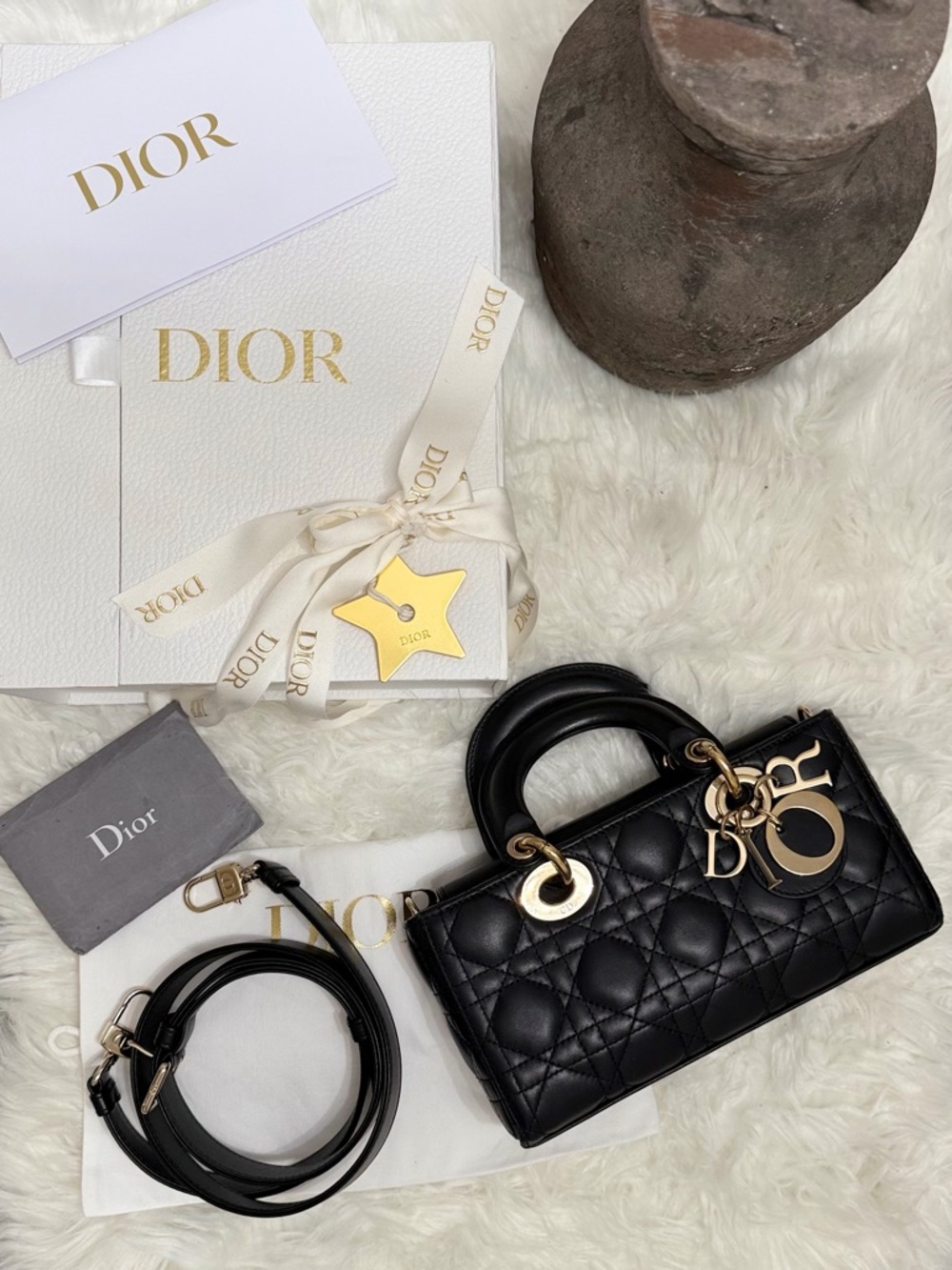 DIOR LADY D-JOY CANNAGE LEATHER BAG